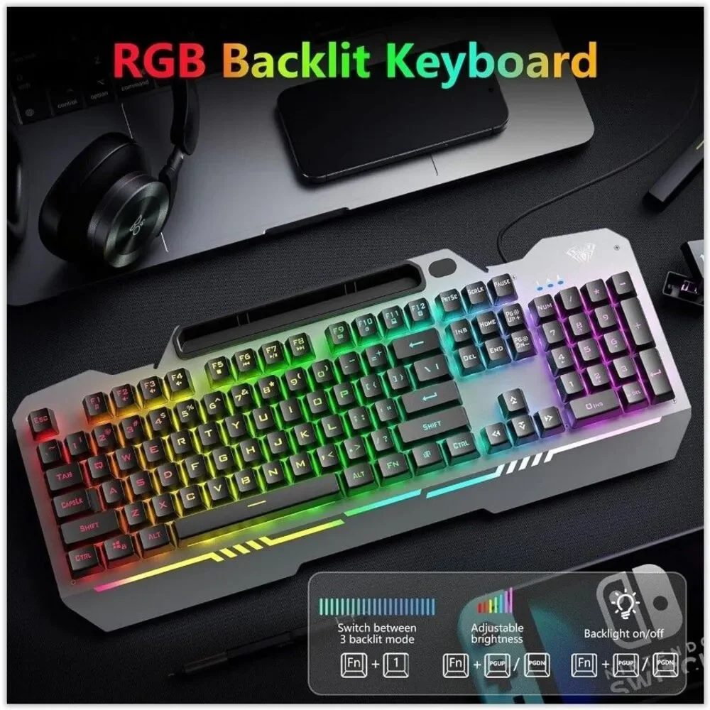 AULA Keyboard T102- 104 Key RGB Gaming Keyboard and Mouse Combo Wired No Box NEW